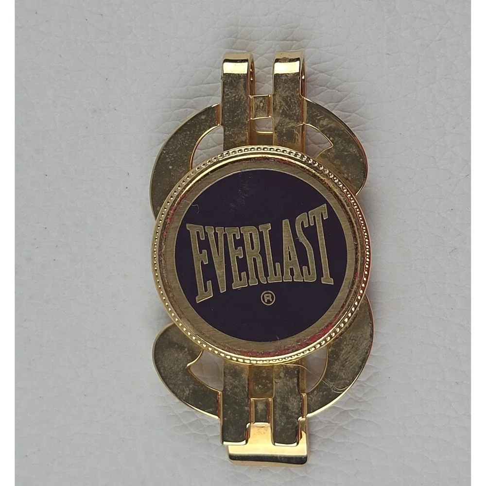 Vintage Everlast Money Clip Dollar Sign Gold Tone Logo Enamel Boxing